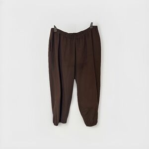 Gudrun Sjoden Womens Pants XL Brown Organic Cotton Textured Pull On Lagenlook